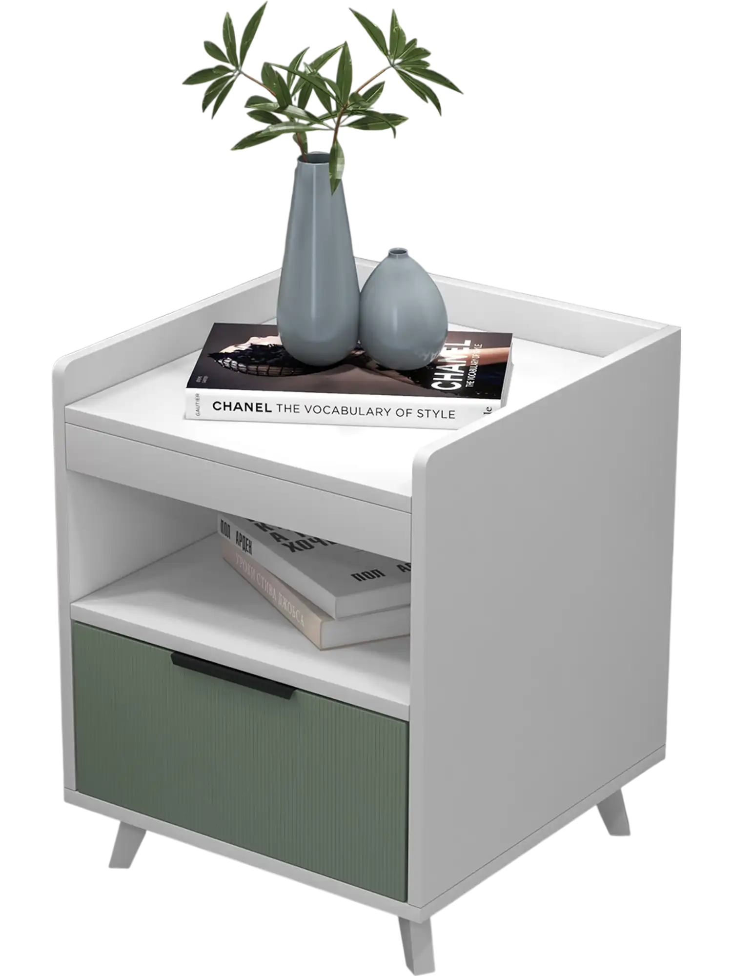 Costway LED Nightstand Side Table White 15438762 New