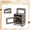Nightstand with LED lights featuring a spacious tabletop, open compartment, and storage cabinet in gray.