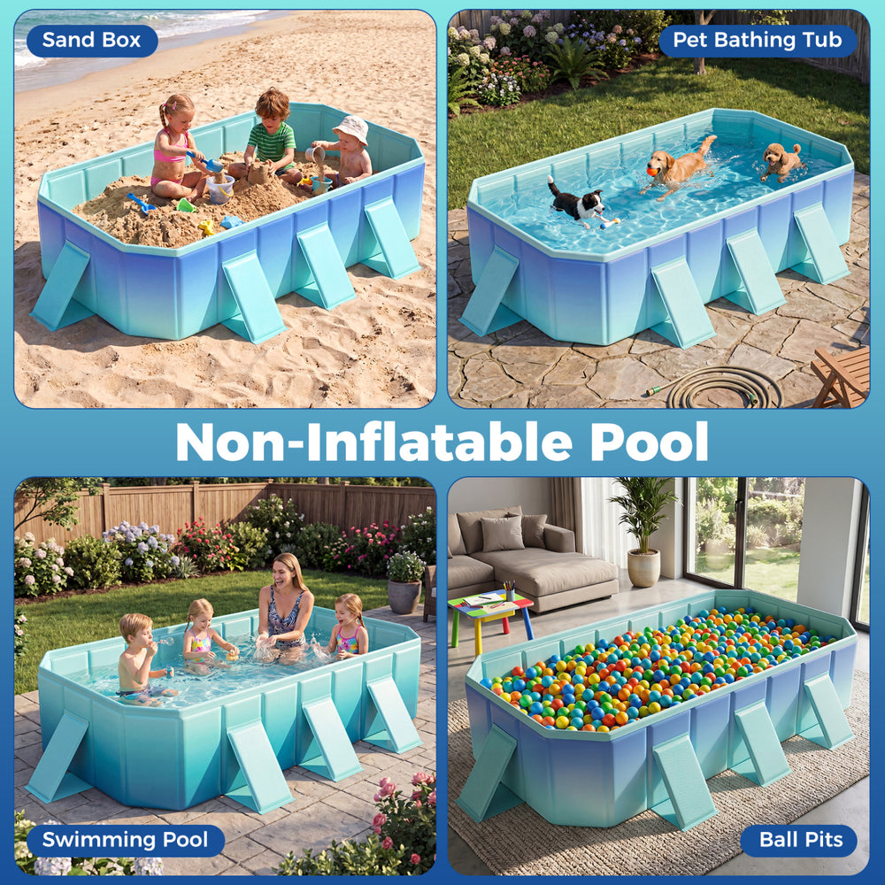 Non-inflatable swimming pool with 24 wall panels, ideal for kids' play, pet bathing, or sand box activities.
