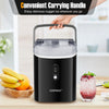Nugget countertop ice maker in black with a carrying handle, producing soft chewable ice for beverages in just 6.