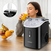 Nugget countertop ice maker in black, producing soft chewable ice, perfect for kitchen or office use.