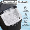 Nugget ice maker countertop in black with ice full alarm, producing 33 lbs of ice daily for rapid chilling.