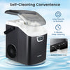 Nugget ice maker in black with self-cleaning feature, 33 lbs daily output, and removable top cover for easy cleaning.