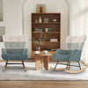 Nursery rocking chairs in boucle fabric with ergonomic armrests and high backrest, perfect for living room relaxation.