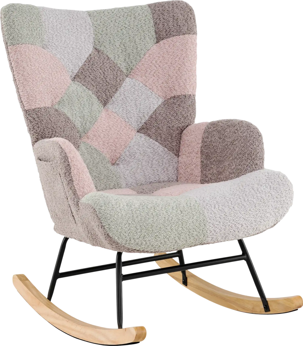 Nursery Rocking Chair with Ergonomic Armrests and High Backrest for Living Room