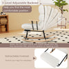 Nursery rocking chair in white teddy velvet with 5-level adjustable backrest and retractable footrest for ergonomic.