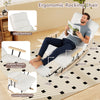 Ergonomic rocking chair with high backrest and retractable footrest, upholstered in white teddy velvet for comfort.