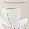Curved backrest and armrests of the white nursery rocking chair provide ergonomic support for comfort in any room.