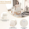 Nursery rocking chair in beige with ergonomic armrests and side magazine pockets, perfect for living rooms and bedrooms.