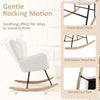 Nursery rocking chair in beige with sturdy metal frame, plush seat cushion, and gentle rocking motion for relaxation.