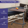 MedaCure Overbed Table Wood Top H-Base with Wheels Mahogany Cherry or Maple New