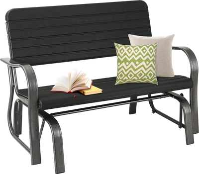 Costway 2-Seat Outdoor Porch Glider Bench HDPE Steel Frame 93852417 New