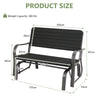 2-seat porch glider with black HDPE back seat and steel frame, showcasing dimensions for backyard or garden use.