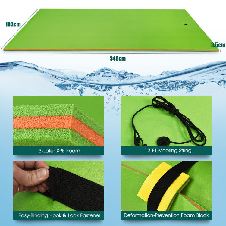 Costway Floating Water Pad 12' x 6' 3 Layer Anti-Puncture Non-Slip Mat New