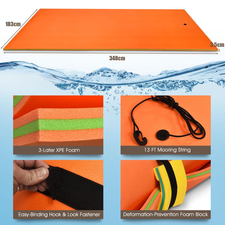 Costway Floating Water Pad 12' x 6' 3 Layer Anti-Puncture Non-Slip Mat New