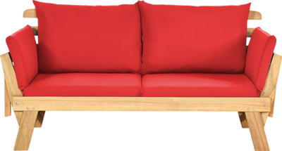 Costway Patio Sofa Adjustable Convertible Daybed with Thick Cushions for Indoor Outdoor Use New