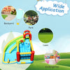 6-in-1 inflatable bounce house with climbing wall and basketball hoop, perfect for backyard fun and summer parties.