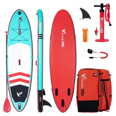 Freein 10' Inflatable Ocean SUP Stand Up Paddle Board Package Dual Action Pump Camera Mount Aqua New