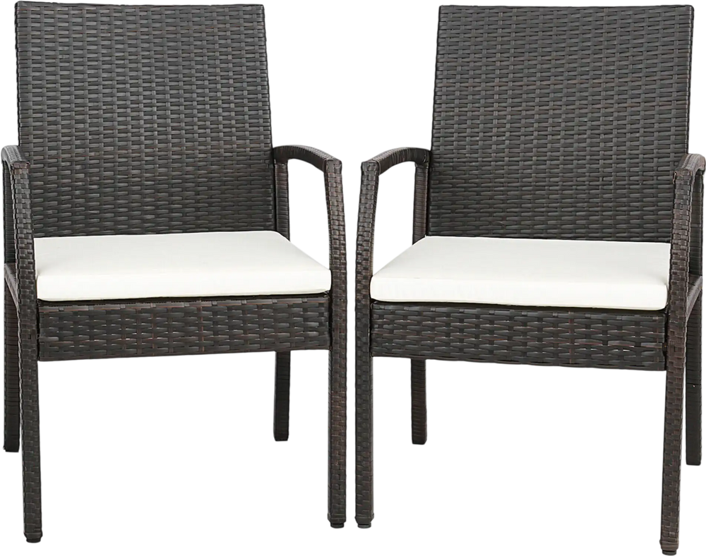 2 Pieces Patio Wicker Dining Armchair Set with Soft Zippered Cushion-Set of 2