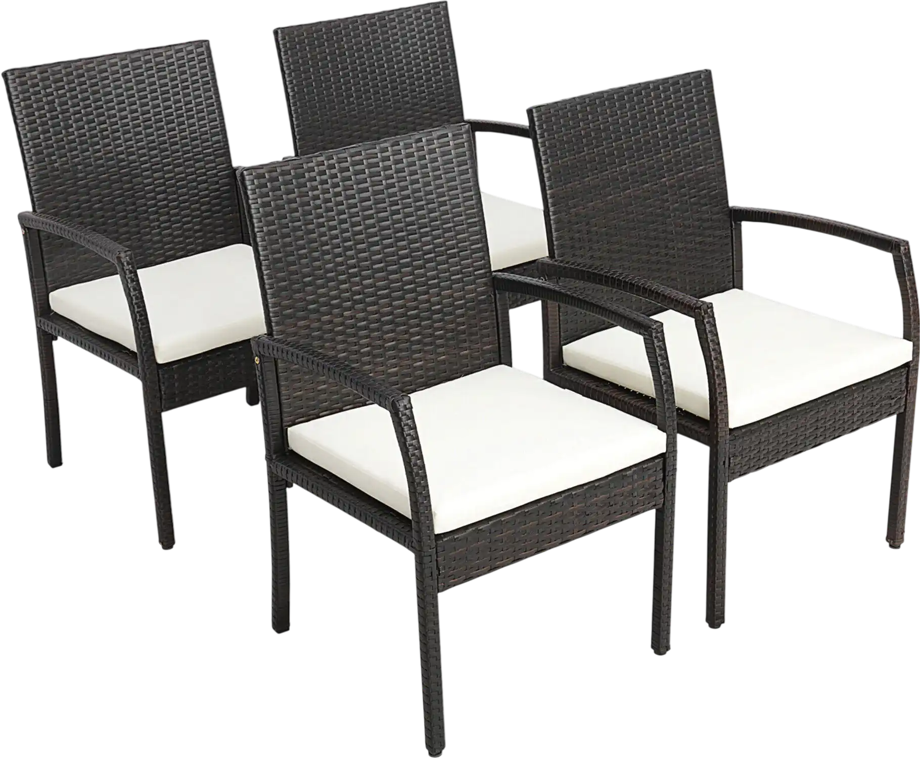 Costway 4-Pc Patio Wicker Dining Armchair Set w/ Cushions 95716842 New