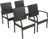 4 Pieces Patio Wicker Dining Armchair Set with Soft Zippered Cushion-Set of 4