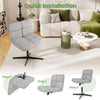 Gray office armless chair with imitation lamb fleece, adjustable height, and quick installation steps displayed.