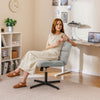 Armless gray office chair with imitation lamb fleece, adjustable height, and spacious backrest for optimal comfort.