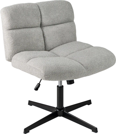 Costway Armless Cross-Legged Office Chair Adjustable Height Imitation Lamb Fleece 35478692 New