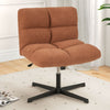 Office Armless Chair Cross Legged with Imitation Lamb Fleece and Adjustable Height-Brown - Gallery View 1 of 11
