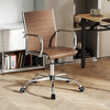 Office Chair Height Adjustable Conference Room Chair with Rocking Backrest Armrests-Brown - Gallery View 1 of 9