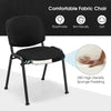 Black office chair with padded cushions and metal frame, featuring breathable fabric for conference room use.