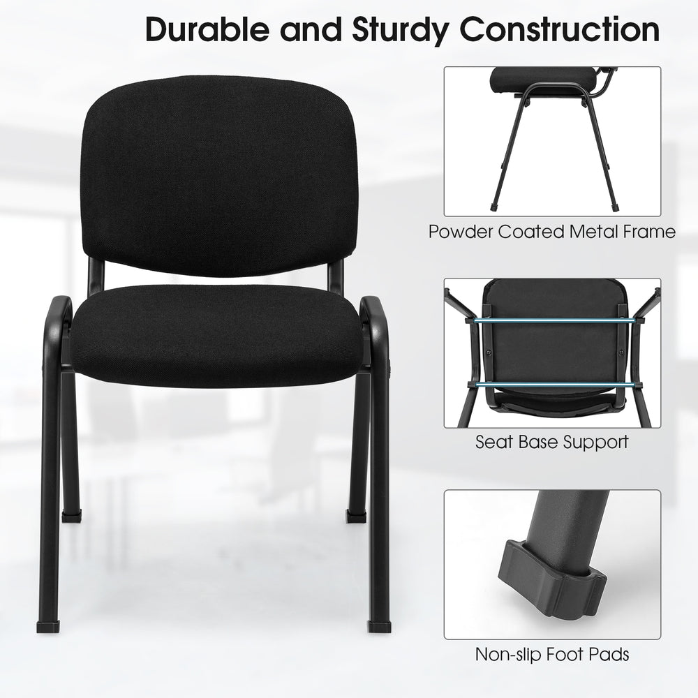 Front view of an office chair with a padded cushion and metal frame, designed for conference rooms, featuring anti-slip.