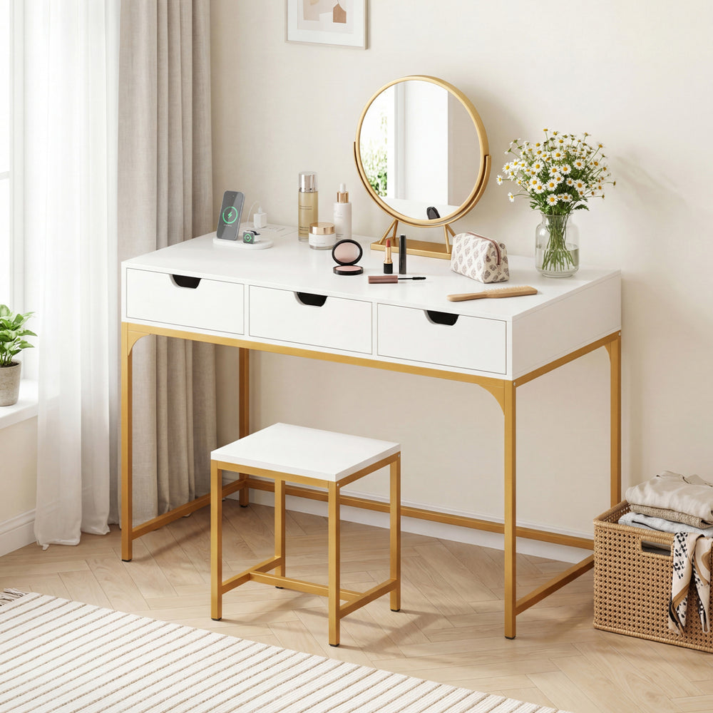 Office Desk with Power Outlets and Hidden Compartment for Study-White - Gallery View 1 of 10