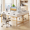 Office desk with power outlets, three drawers, and hidden compartment for study, featuring a sleek white finish and.