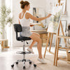 Office Drafting Chair with Back & Adjustable Footring and Wheels for Desk-Silver - Gallery View 1 of 10