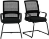 Two office guest chairs with breathable mesh backs and lumbar support, ideal for waiting rooms or home offices.