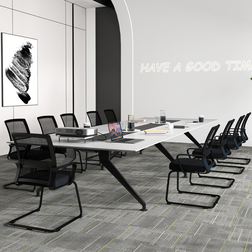Office guest chairs with breathable mesh back and lumbar support, ideal for waiting rooms or home offices.