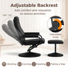 Swivel lounge chair recliner in black leather with adjustable backrest, perfect for working, gaming, or napping.