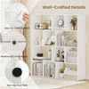 Open shelf bookcase with 12 compartments, white finish, reinforced corner brace, and easy-to-clean surface for.
