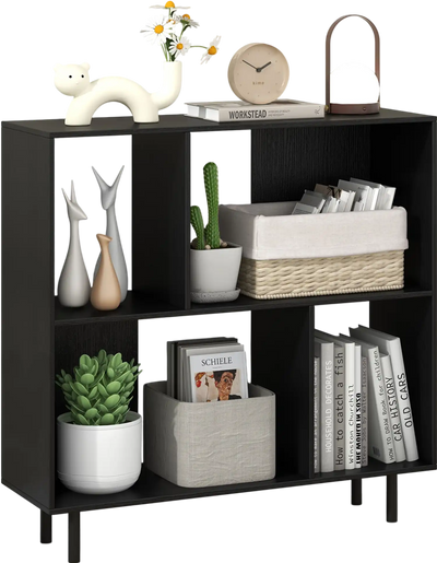Costway 4-Compartment Open Shelf Bookcase Black 612579438 New