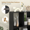 Open shelf bookcase in black with 4 compartments, featuring anti-tipping kits for added safety and stability.