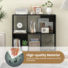 Open shelf bookcase in black with 4 compartments, featuring an easy-to-clean surface for convenient maintenance.