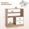 Open storage cabinet with 3 compartments and 2 fabric drawers, featuring a natural wood grain finish and compact design.