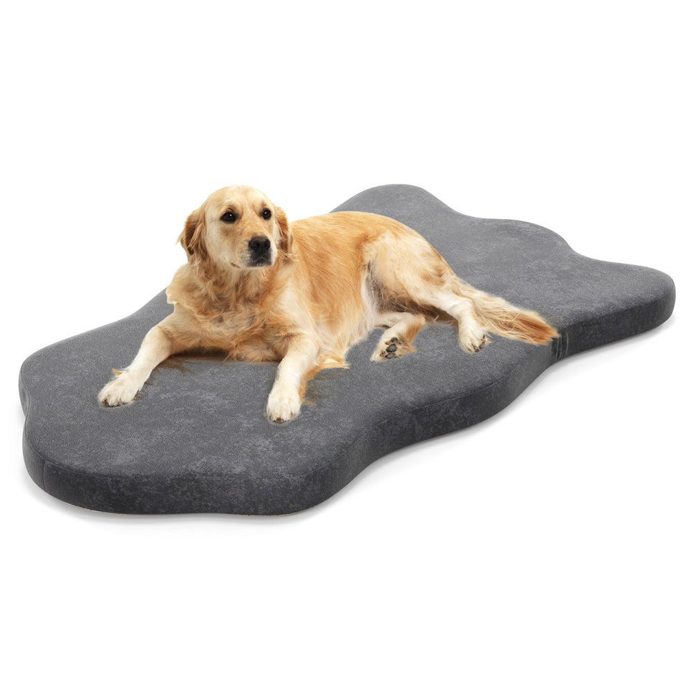 Large orthopedic dog bed in gray with memory foam support, designed for comfort and slip resistance for large dogs.