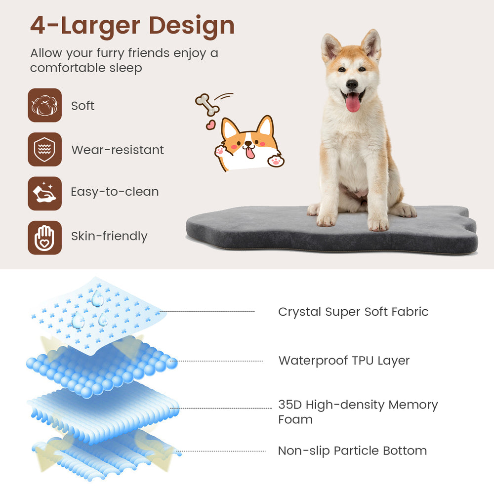 Orthopedic dog bed in gray with memory foam support, waterproof cover, and non-slip bottom for large dogs.