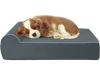 Orthopedic dog bed with headrest in grey, featuring graphene memory foam for comfort and support, ideal for large dogs.