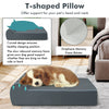 Orthopedic dog bed with headrest in grey, featuring graphene memory foam for joint support and a cozy removable cover.