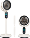 Oscillating pedestal fan with adjustable height, 8 speeds, remote control, and LED display for whole-room air.