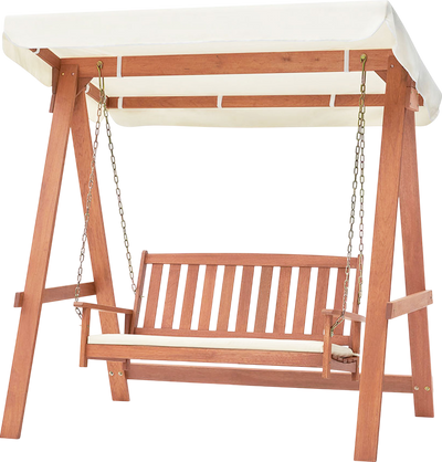 Costway Outdoor Swing Bench 2 Seats with Wood A-Frame New