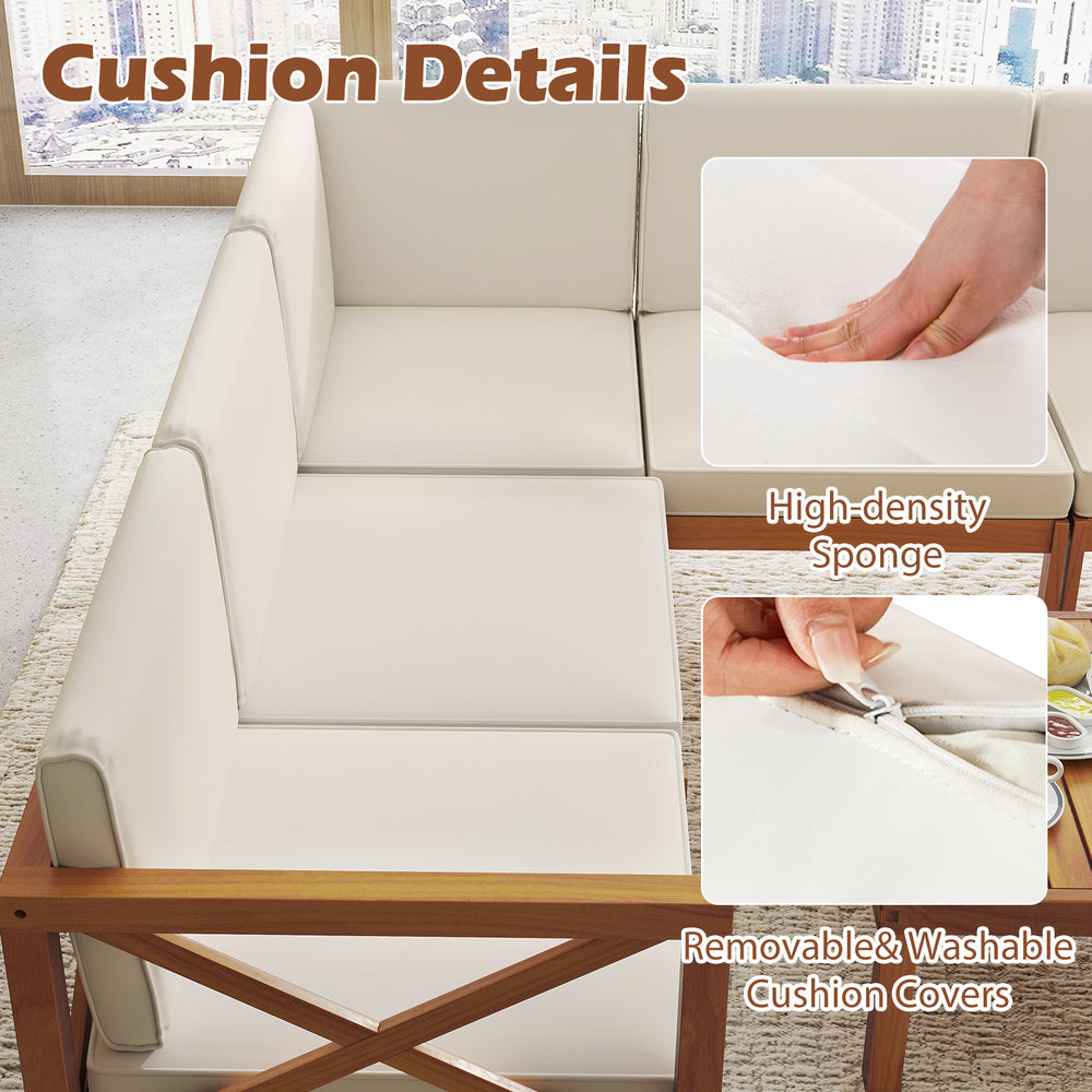 Close-up of removable and washable cushion covers on the outdoor sectional set, featuring high-density sponge for.